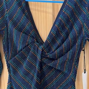 Navy blue metallic mini dress